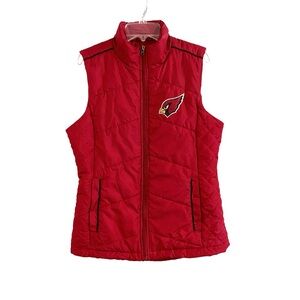 NFL Team Apparel Arizona Cardinals Women’s Red Full-zip Puffer Vest Size Medium